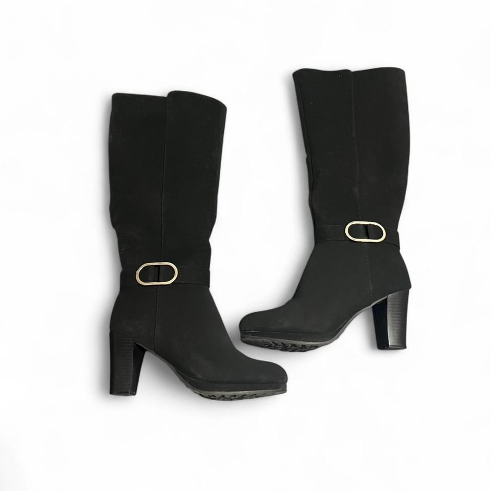 Mari A. Sandon Knee High Suede Boots with a Gold Buckle‎